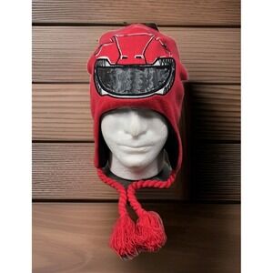 Mighty Morphin Power Ranger Winter Hat Beanie Red OSFM Adult New Laplander Style
